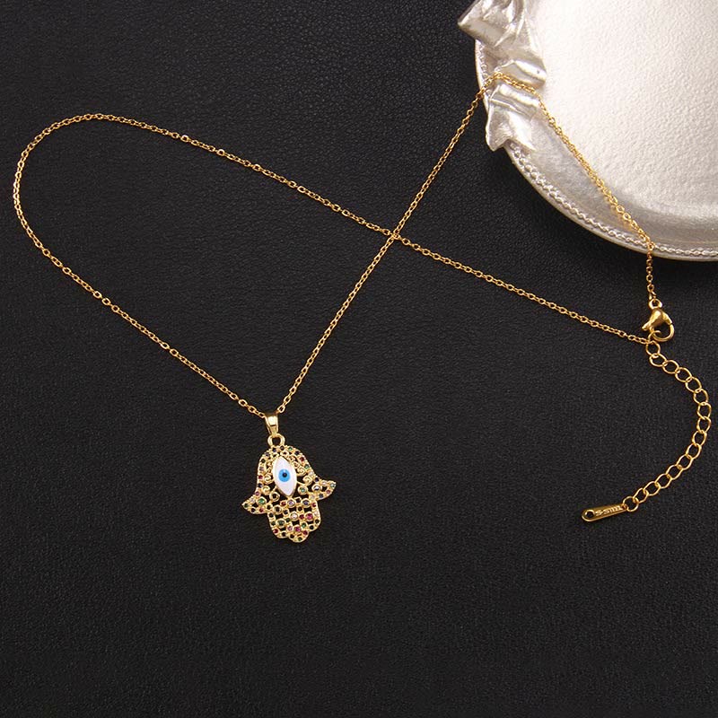 Olivenorma "Buona Fortuna" Hamsa con Collana Occhio Malvagio