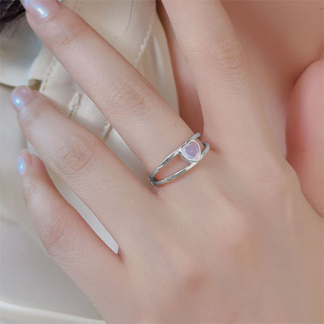 Anello in argento 925 a forma di cuore con pietra di luna naturale Olivenorma 