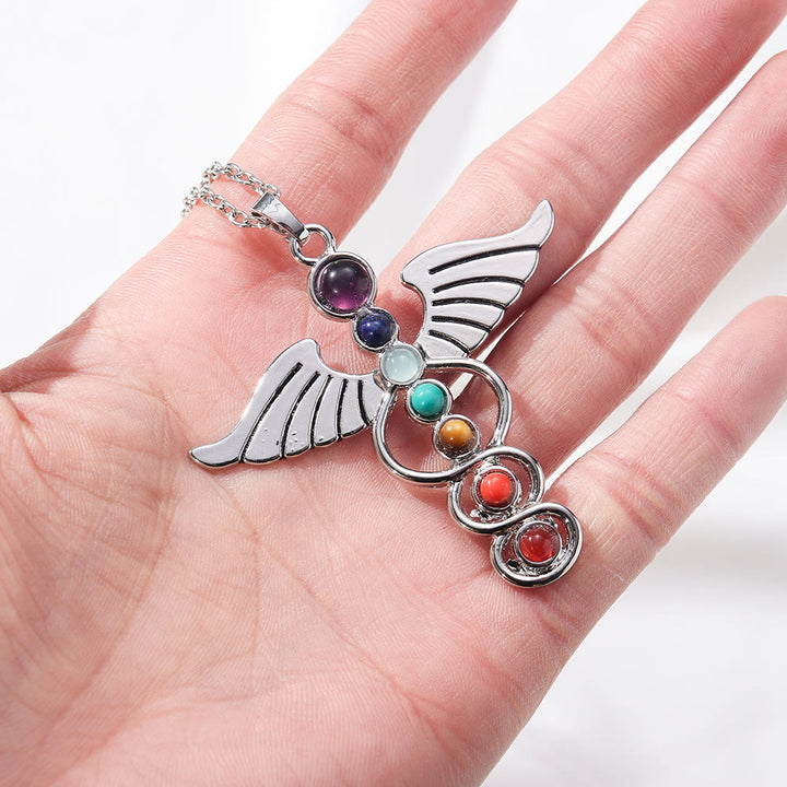 Collana di guarigione dei 7 chakra con ala Olivenorma