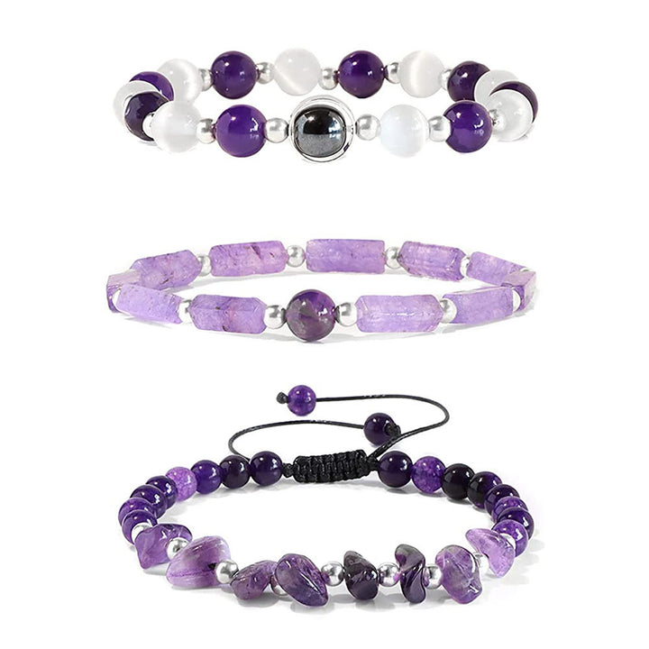 Olivenorma "Healing Wishes" Bracciale in cristallo naturale da 3 pezzi 