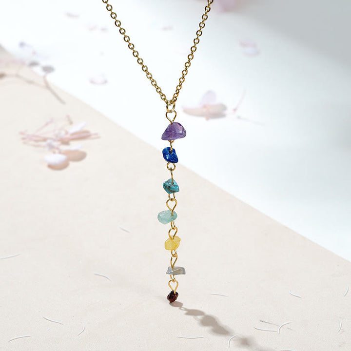 Collana con ciondolo a forma di nappa chakra in pietra naturale Olivenorma
