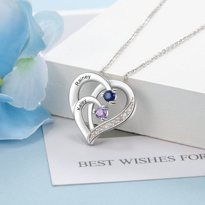 Collana personalizzata Olivenorma con cuore inciso e pietre portafortuna