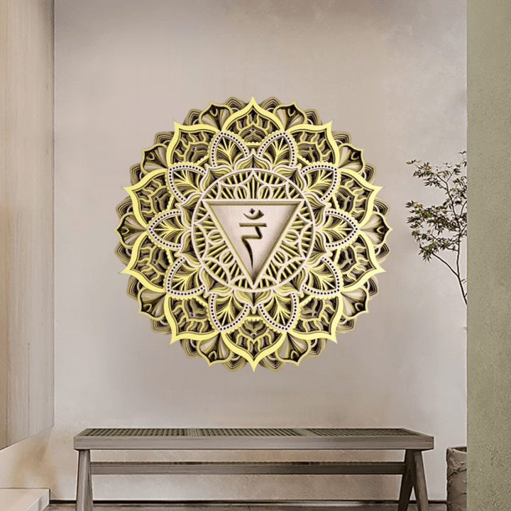 Olivenorma Decorazione murale 3D per meditazione yoga con loto verde