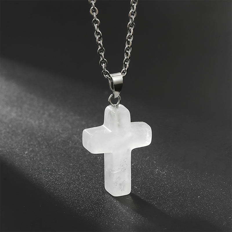 Collana con croce in pietra naturale Olivenorma 