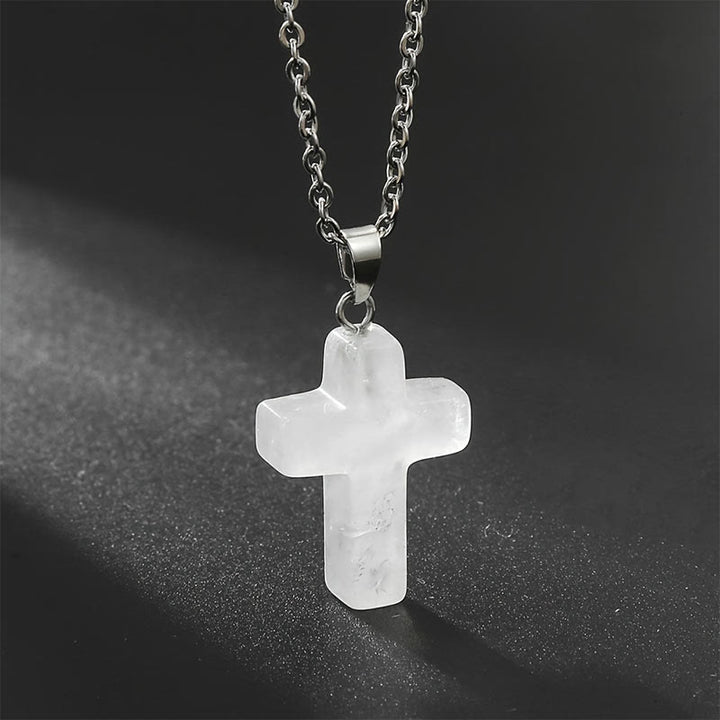 Collana con croce in pietra naturale Olivenorma 
