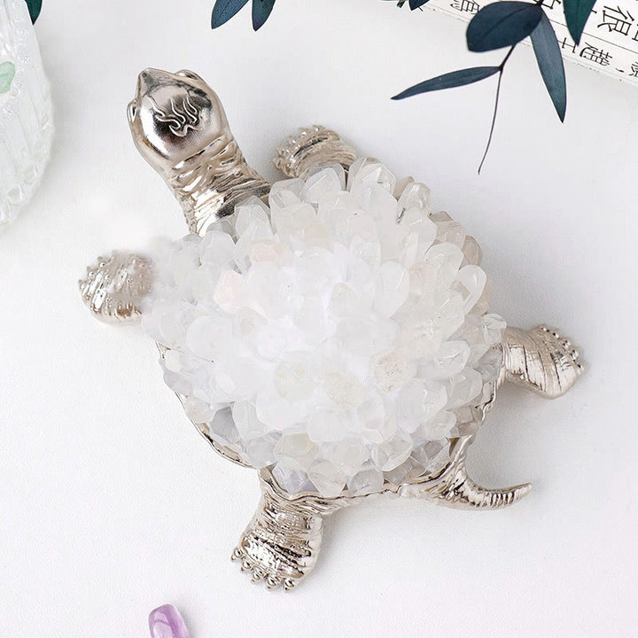 Olivenorma Natural Crystal Cluster Turtle Ornament Lampada Decorazione con pietre preziose