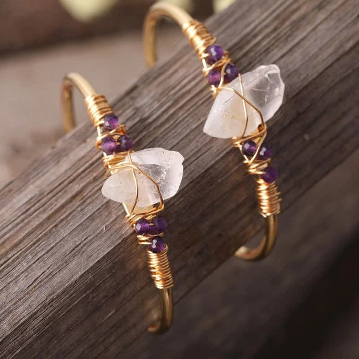 Bracciale Olivenorma in filo dorato con cristalli trasparenti e pietre preziose