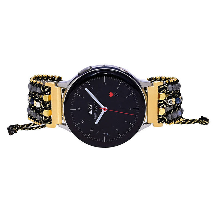 Bracciale Olivenorma con cinturino Samsung intrecciato nero con perline di cristallo 