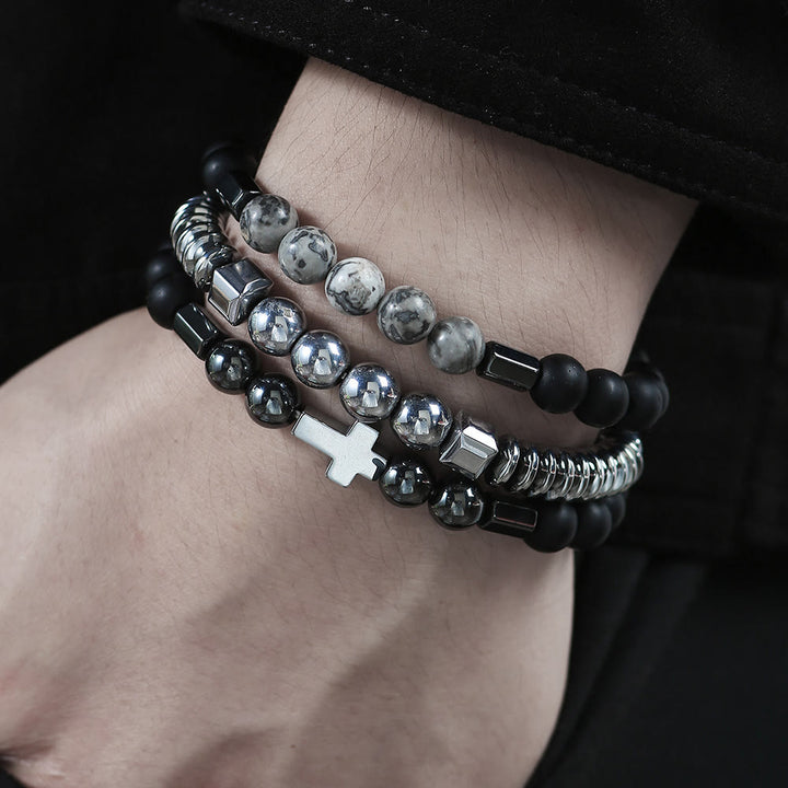 Bracciale da uomo con set di pietre preziose impilabili Olivenorma