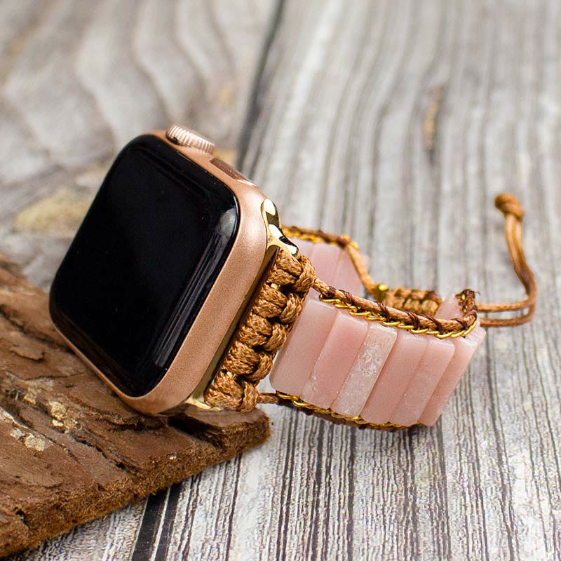 Olivenorma Bracciale con cinturino in pietra Boho con cinturino in opale rosa