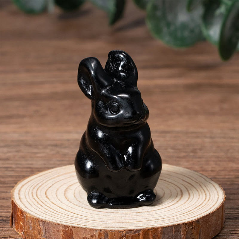 Olivenorma - Decorazione in pietra preziosa con statuetta di cristallo a forma di coniglietto pasquale 