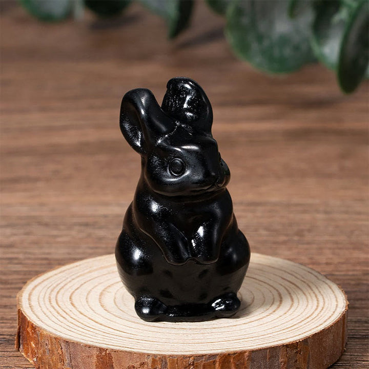 Olivenorma - Decorazione in pietra preziosa con statuetta di cristallo a forma di coniglietto pasquale 