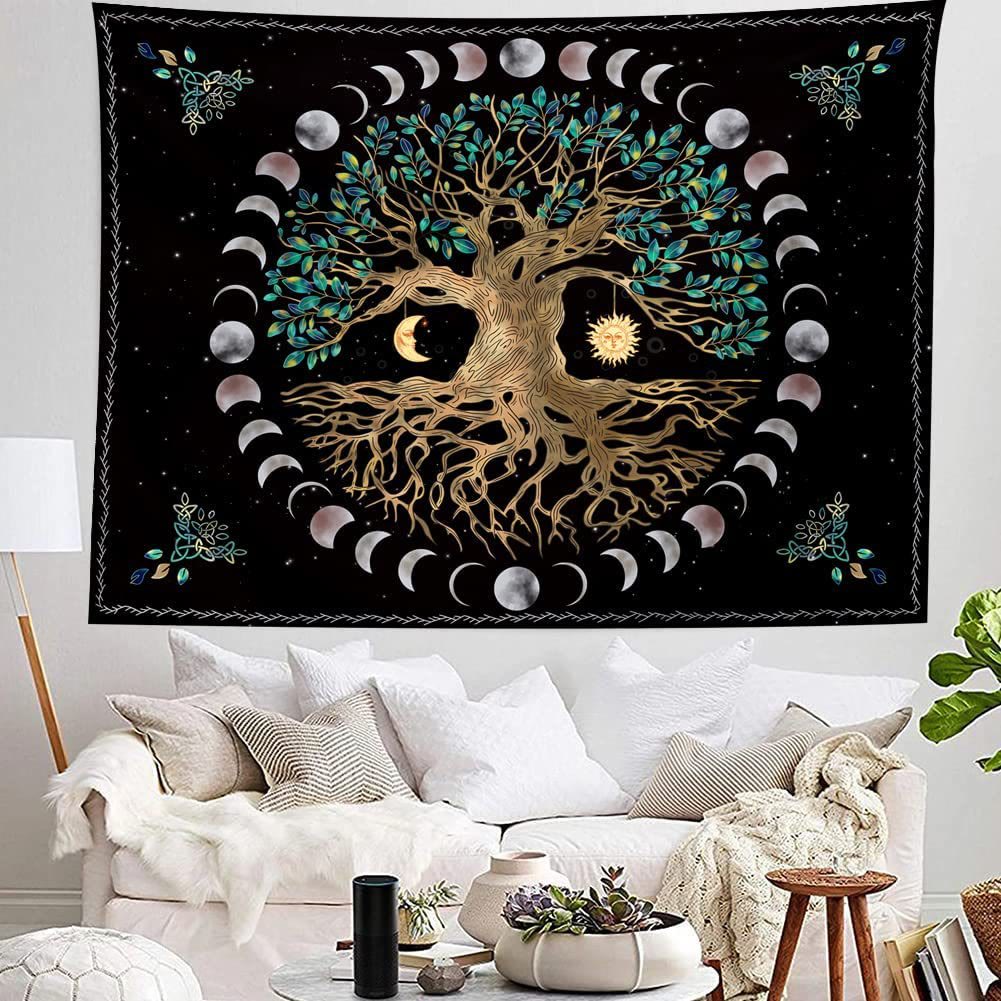 Olivenorma Fase lunare Albero della vita Arazzo 