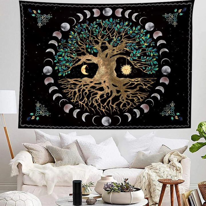 Olivenorma Fase lunare Albero della vita Arazzo 