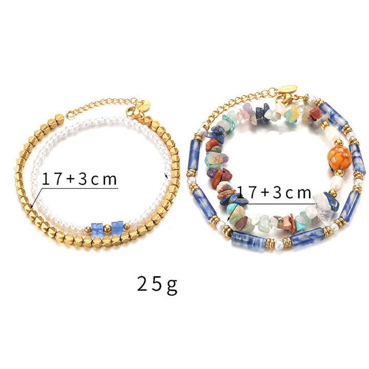 Olivenorma Set di quattro bracciali con perline in cristallo naturale 