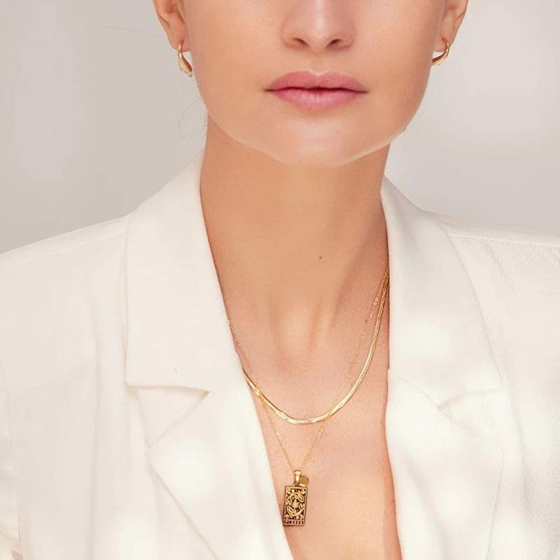 Collana con catena riempita d'oro Olivenorma Zodiac 