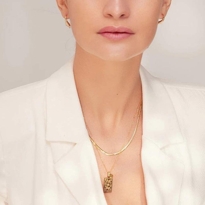 Collana con catena riempita d'oro Olivenorma Zodiac 