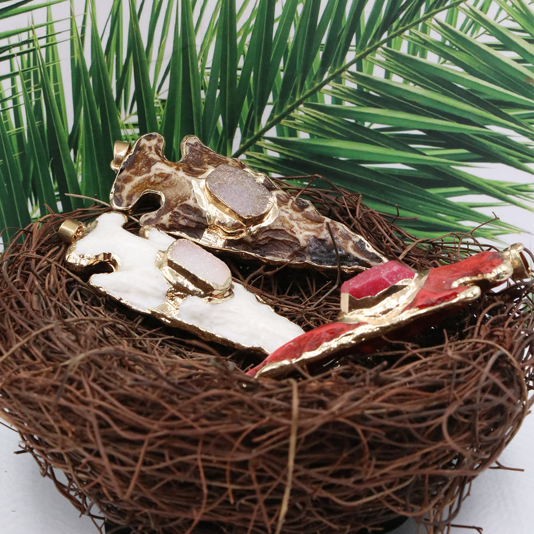 Collana con scudo freccia ancora in cristallo naturale Olivenorma