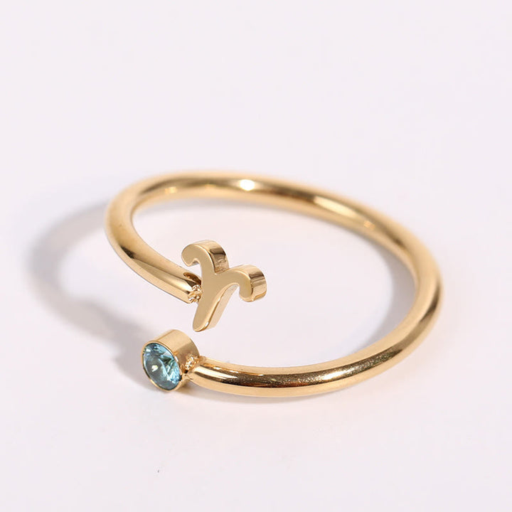 Anello con pietra portafortuna dello zodiaco Olivenorma