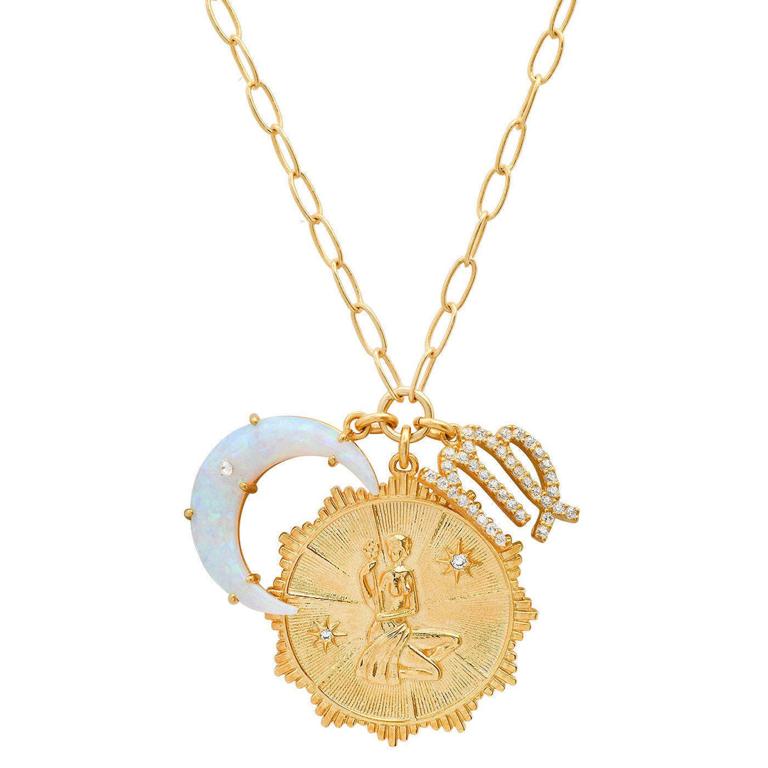 Collana con rune dello zodiaco e opale lunare Olivenorma