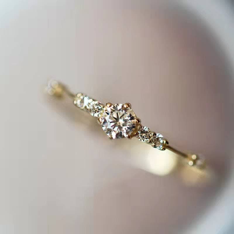 Anello di fidanzamento minimalista in oro con pietra preziosa Olivenorma 