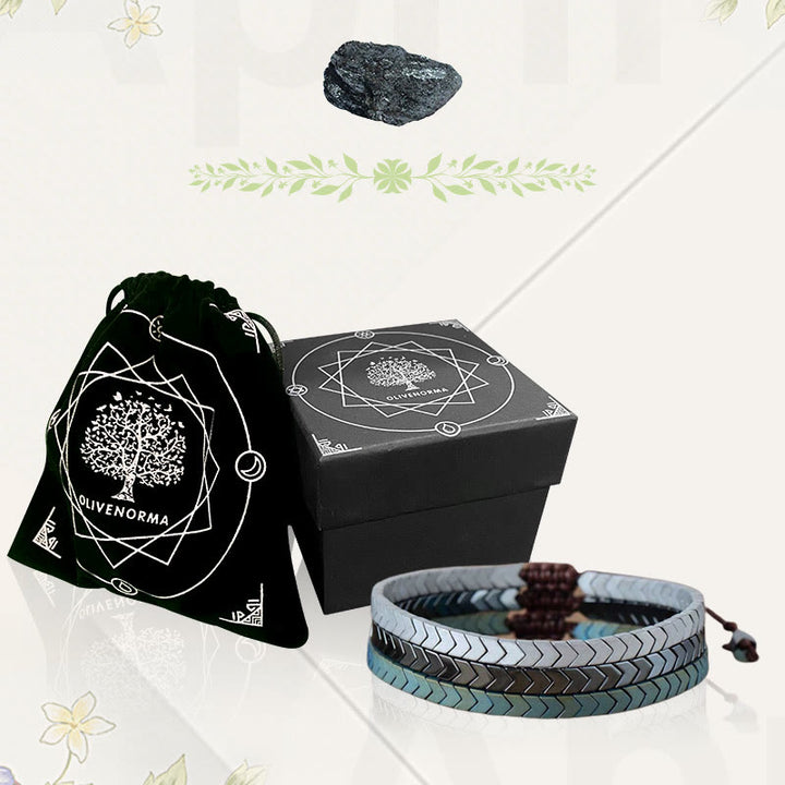 Bracciale regolabile Olivenorma con frecce in ematite opaca
