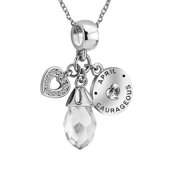 Collana con ciondolo a forma di cuore in diamanti Olivenorma pietra portafortuna