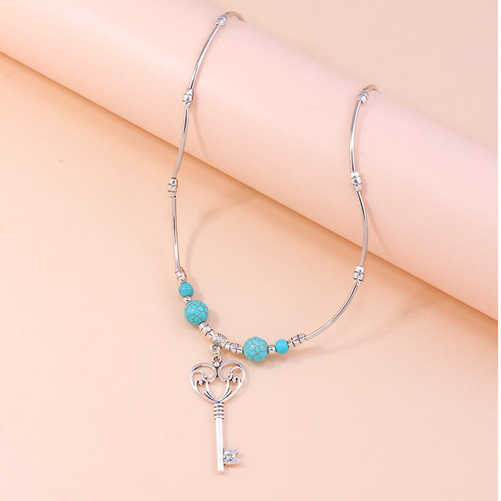 Collana con ciondolo chiave d'amore bohémien turchese Olivenorma
