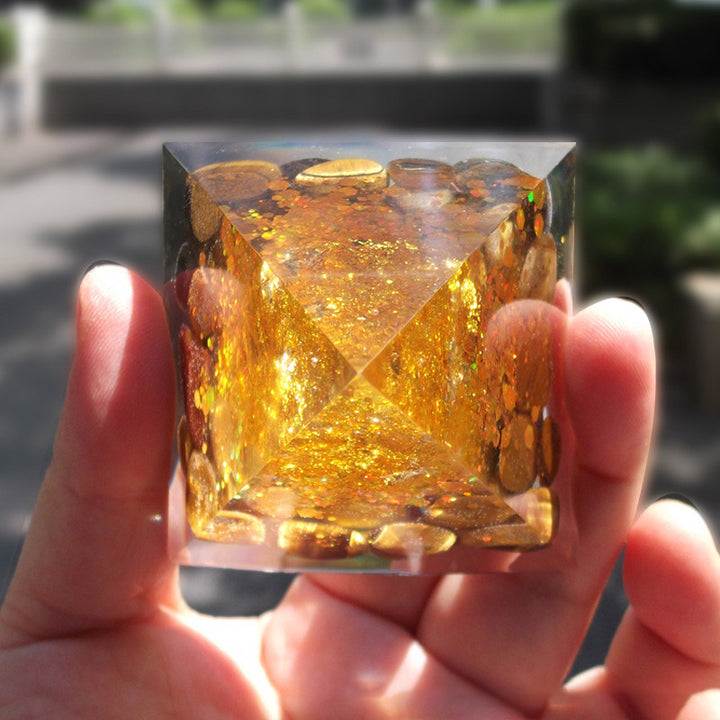 Piramide di orgone Olivenorma Golden Harmony Tiger Eye & Citrine Tree of Life - image 4