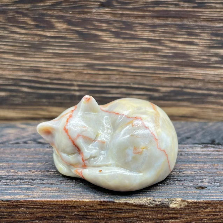 Olivenorma 4cm Decorazione in pietra preziosa di cristallo naturale a forma di gatto