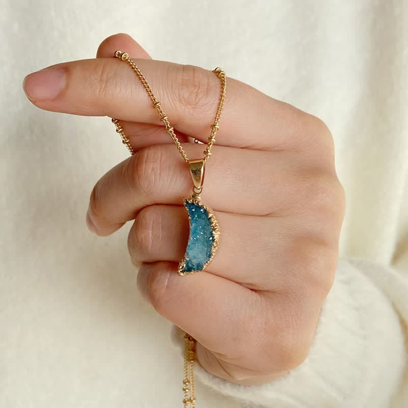 Collana con mezzaluna in cristallo naturale Olivenorma