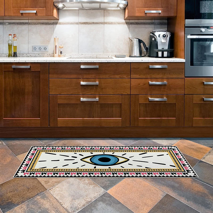 Olivenorma Tappeto rettangolare bianco con stampa malocchio 