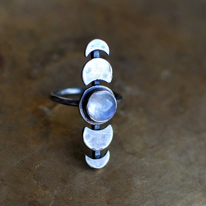 Anello energetico femminile con pietra di luna crescente Olivenorma 
