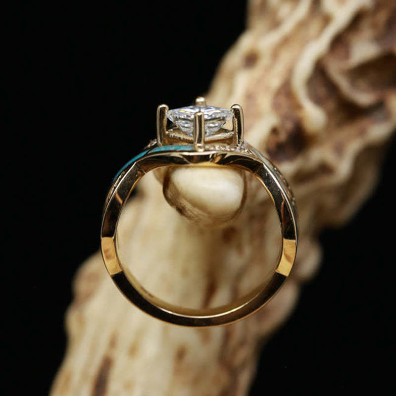 Anello a onda in zircone turchese placcato in argento S925 Olivenorma