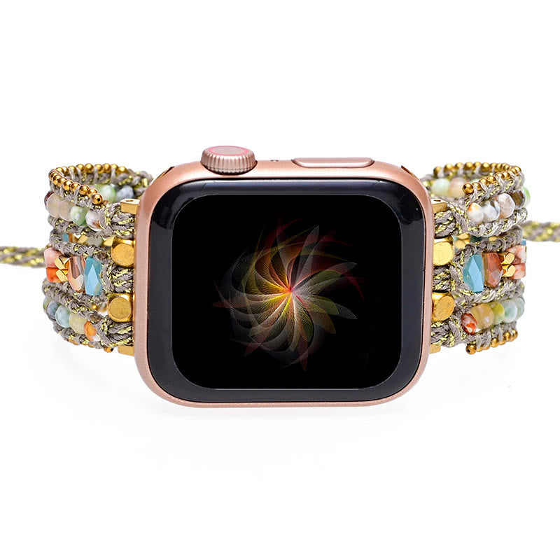 Cinturino avvolgente per Apple Watch Olivenorma in agata bianca ematite 