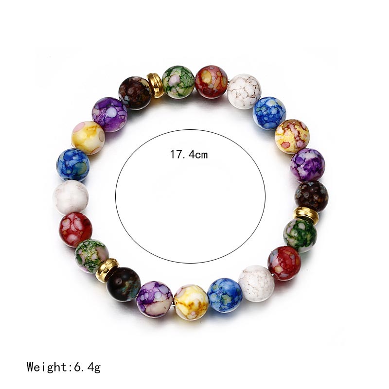 Bracciale yoga con sette chakra in pietra di agata colorata