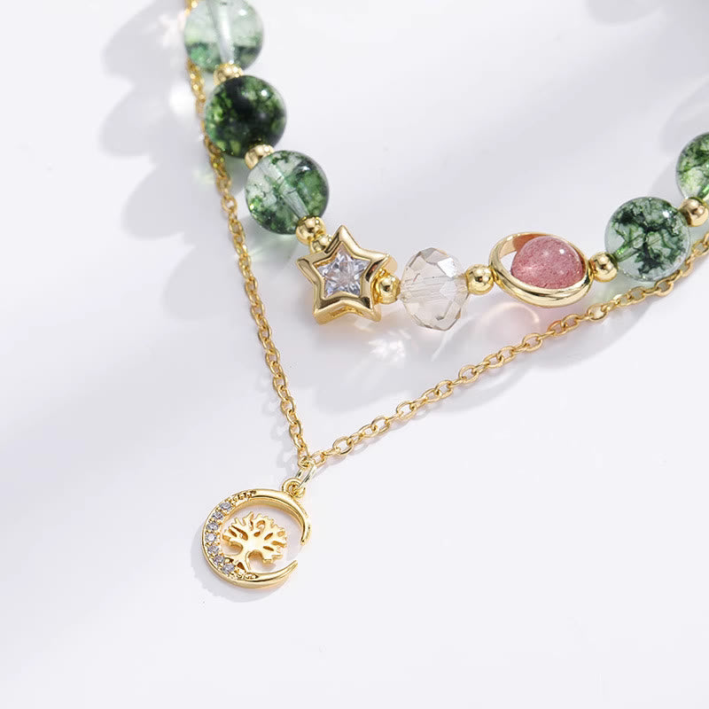 Bracciale con ciondolo a forma di stella in agata muschiata Olivenorma e albero della vita