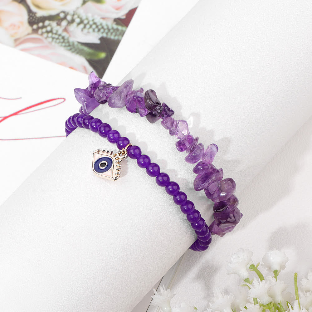 Olivenorma Ciondolo Malocchio Doppio Strato Braccialetto di Cristallo Set