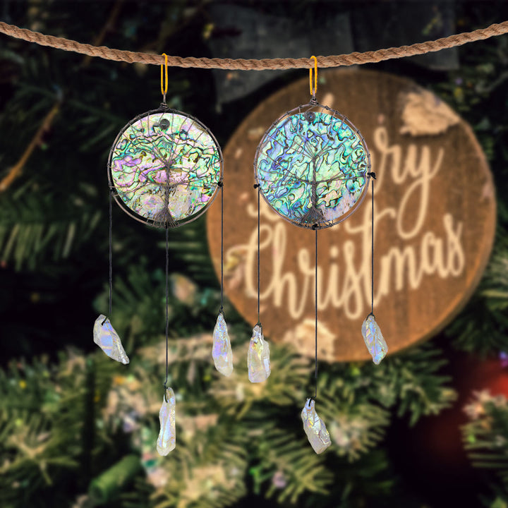 Ornamento pendente con albero della vita in conchiglia di abalone Olivenorma