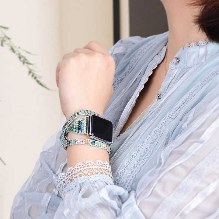 Cinturino per Apple Watch Olivenorma Mint Teal con perline di cristallo 