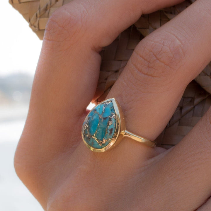 Anello a goccia in rame turchese Olivenorma