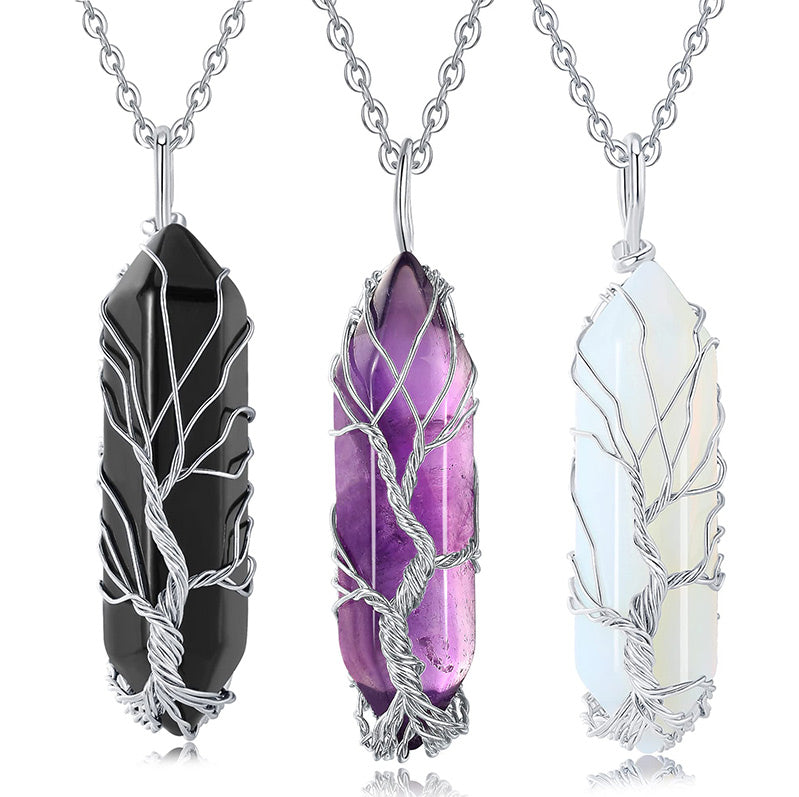 Collana in cristallo Olivenorma con pietra preziosa dell'albero della vita