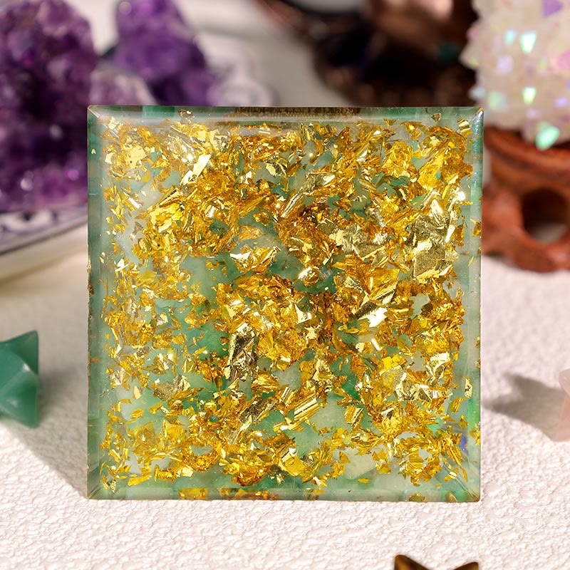 Olivenorma Avventurina Blu Verde Peridoto Occhio di Horus Piramide Orgonica