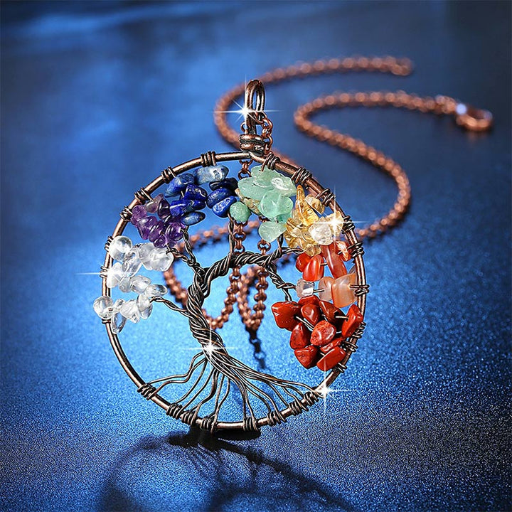 Collana con albero della vita dei chakra naturali Olivenorma