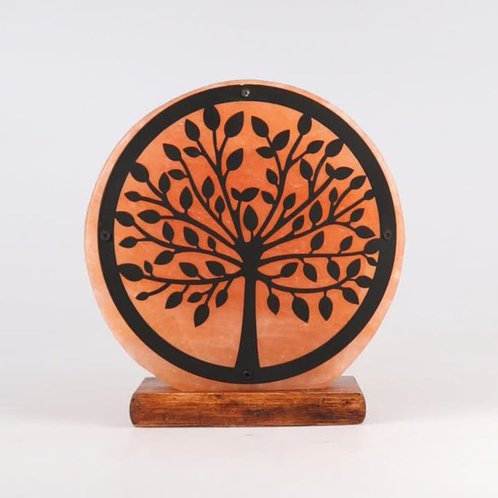 Olivenorma Circle Albero della vita Lampada di sale rosa dell'Himalaya
