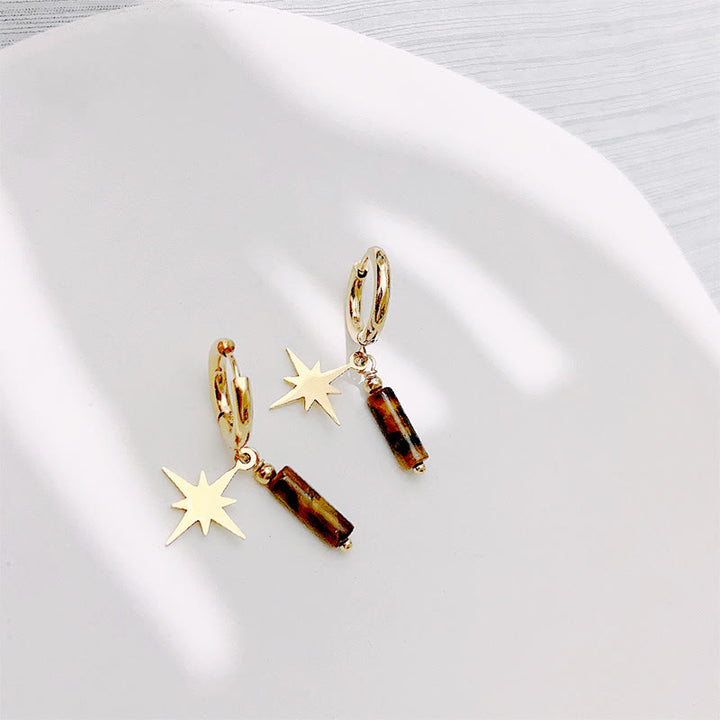 Olivenorma Natural Tiger Eye Star Pendant Orecchini Collana Bracciale