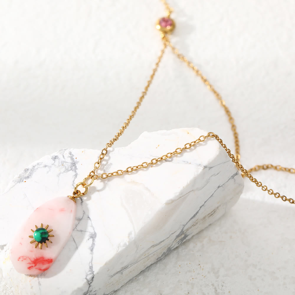 Collana Olivenorma con doppio pannello in zirconio rodocrosite 