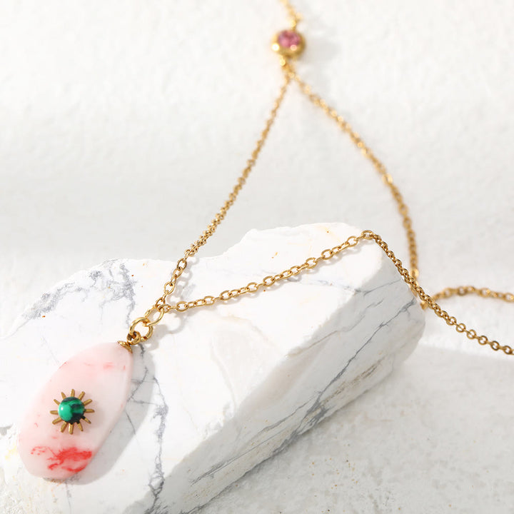 Collana Olivenorma con doppio pannello in zirconio rodocrosite 