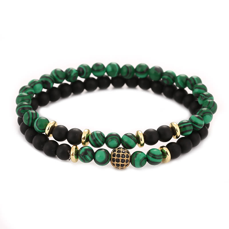 Bracciale da uomo con perline a due strati in cristallo naturale Olivenorma