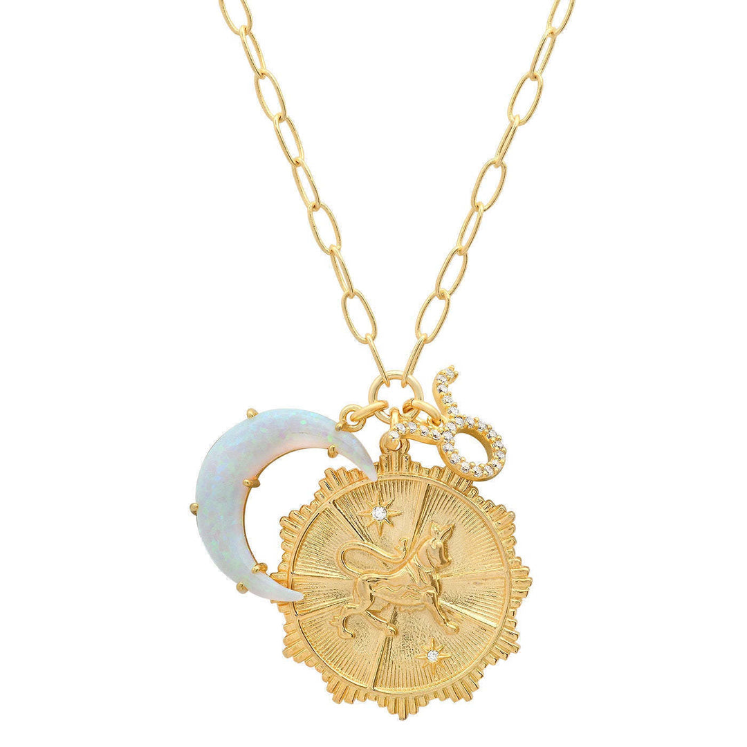 Collana con rune dello zodiaco e opale lunare Olivenorma